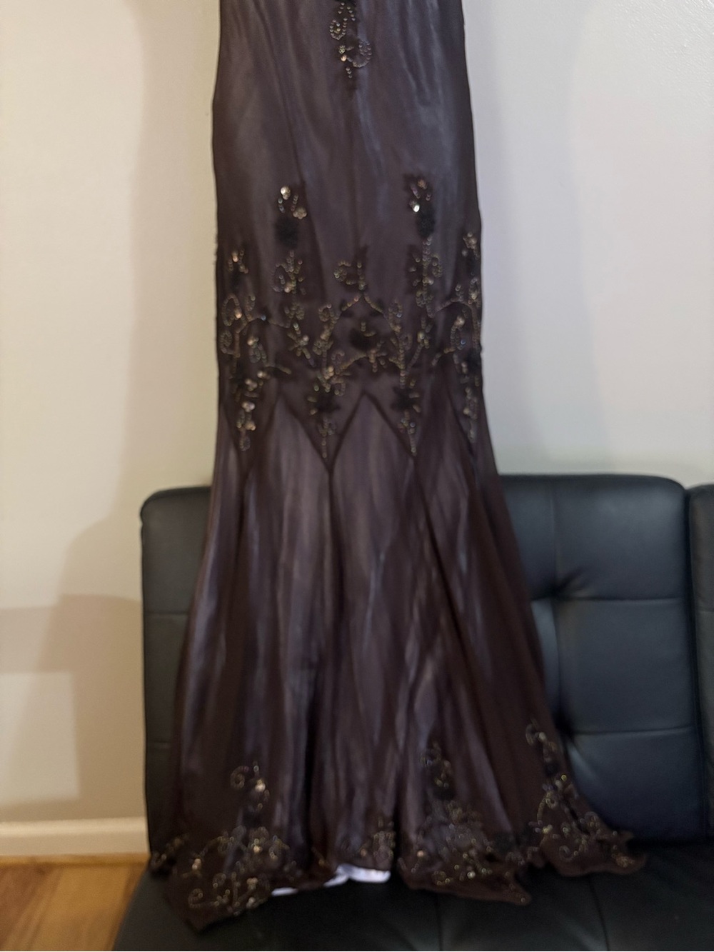 Adrianna Papell Evening brown and purple silk dress size 12 - Picture 2 of 16